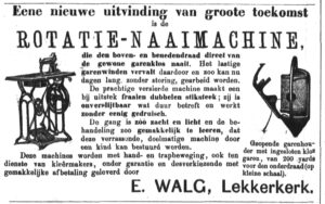 advertentie van Eduard Walg waarin hij rotatie naaimachines aanprijst