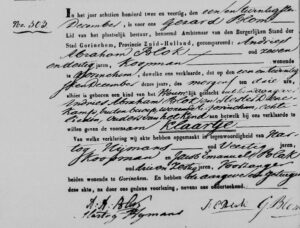 Geboorteakte van Klaartje Blok :21 december 1842 te Gorinchem geboren.