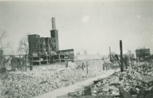 De Eleonorastraat in Rotterdam na het bombardement van 14 mei 1940
