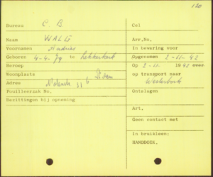 De arrestatiekaart van Andries Walg.