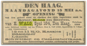 Advertentie van de opening van het filiaal van Walg & Co in den Haag